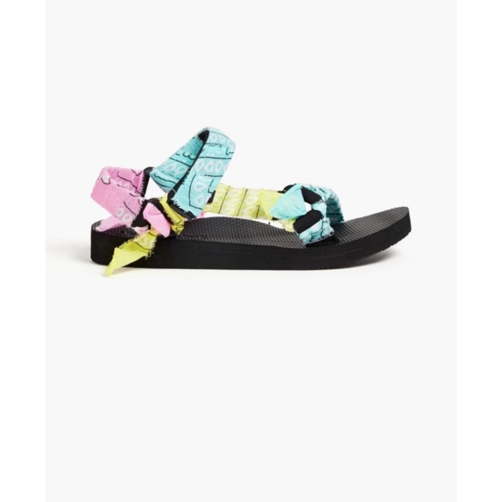 ARIZONA LOVE Trekky gauze-trimmed printed canvas sandals $130 size 38